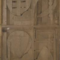 Coperina, Louise Nevelson: "Sun image" - 1961 - legno dorato, n. 1, 1964